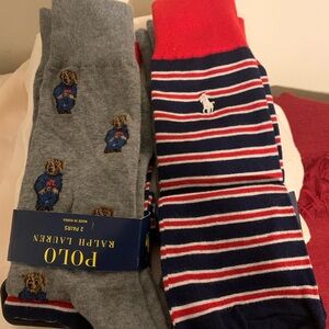 Polo by Ralph Lauren Men's Gray and Navy Striped Socks